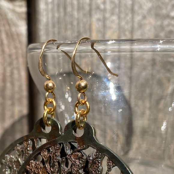 Tree of Life Iridescent Peace Bronze Earrings - Picture 5 of 9